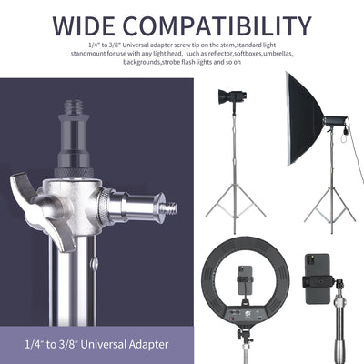 Hridz 280cm Stainless Steel Stand Heavy Duty for Light Softbox Strobe Umbrella Construction
