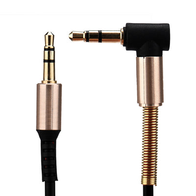 Hridz 3.5mm AUX Cable – 90° Elbow, Anti-Break Spring Coil Audio Cable (1m)