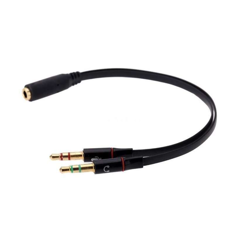 Hridz 3.5mm Headset Y-Splitter – 1 Female to 2 Male Mic & Headphone Adapter for PC