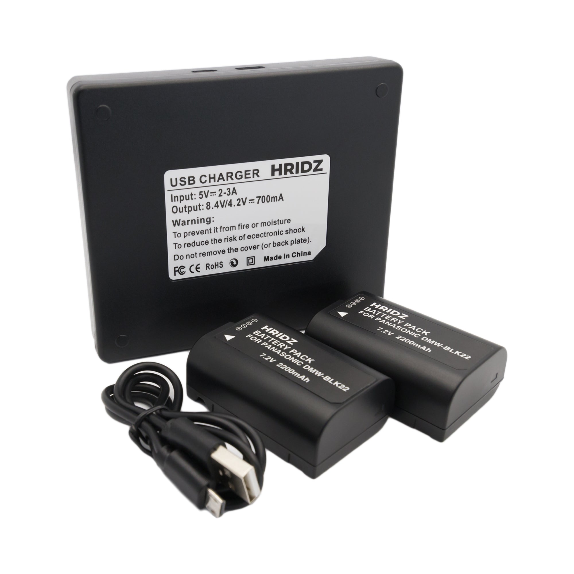 Hridz BLK22 2*Battery 1*Dual Charger for Panasonic DMW-BLK22 LUMIX DSLR Camera GH5s S9 G9