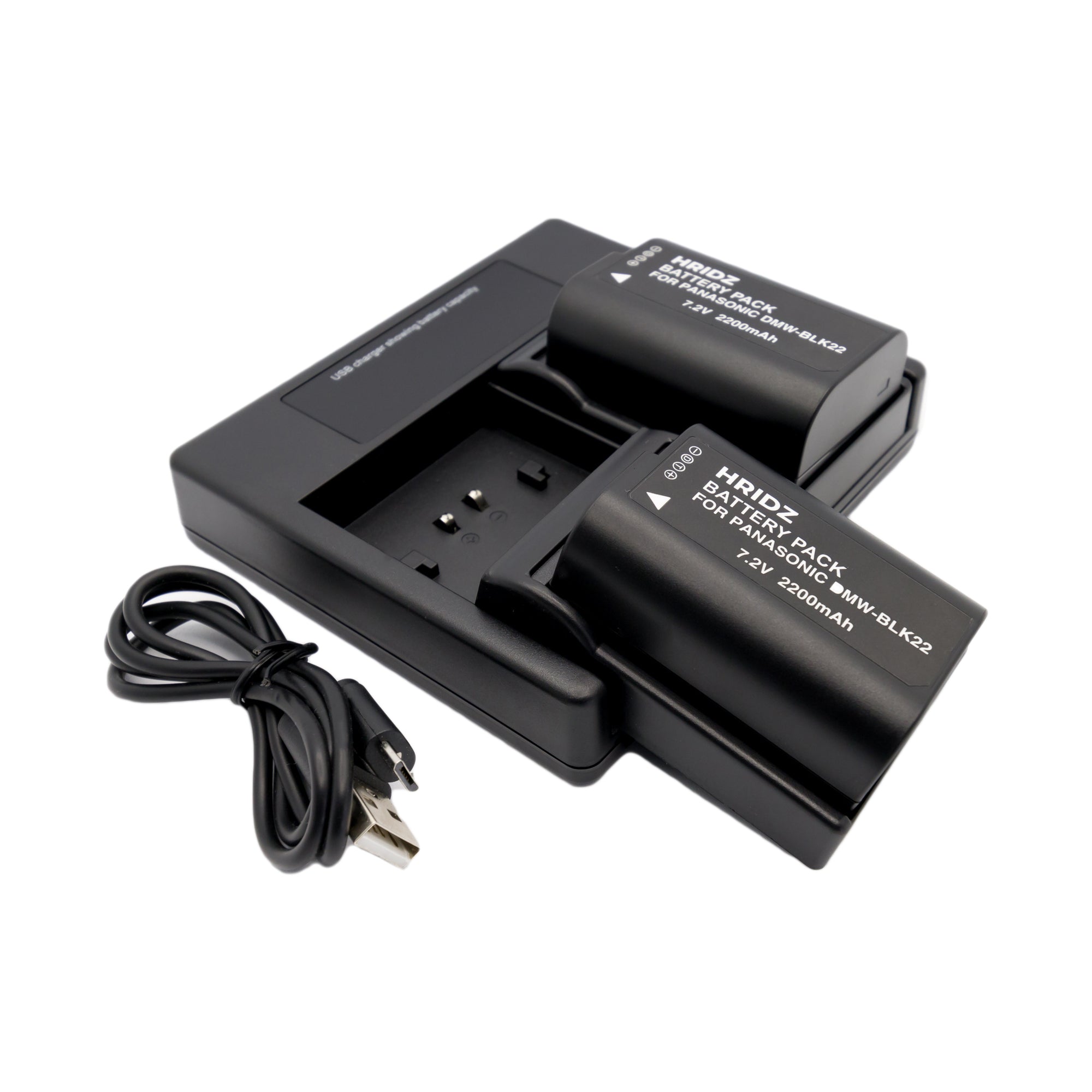 Hridz BLK22 Batteries & Charger Set for Panasonic Lumix G9 S5 GH6 GH5 GH5s & BLF19