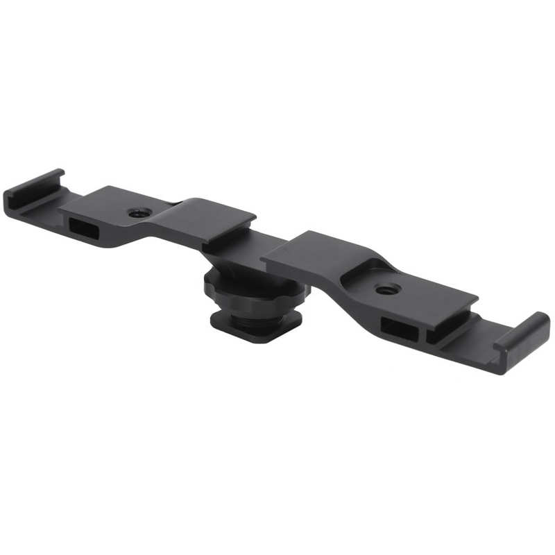 Hridz Cold Shoe Mount Extension Bar Bracket – Dual Mount Adapter for Cameras & Rigs