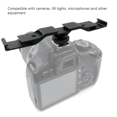 Hridz Cold Shoe Mount Extension Bar Bracket – Dual Mount Adapter for Cameras & Rigs