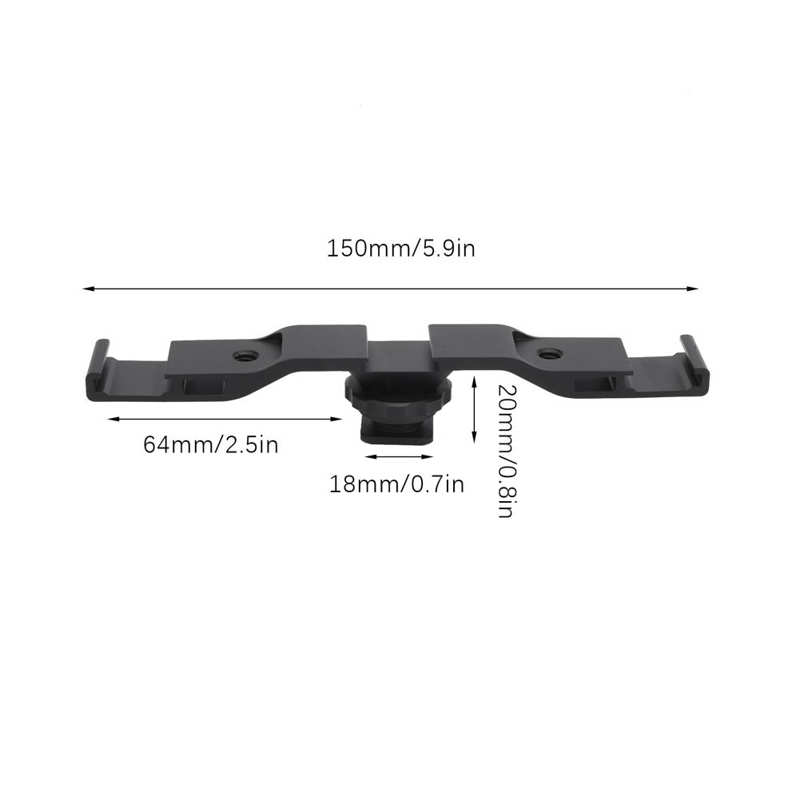 Hridz Cold Shoe Mount Extension Bar Bracket – Dual Mount Adapter for Cameras & Rigs