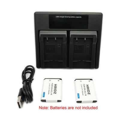 Hridz EN-EL19 Dual Battery Charger for Nikon Coolpix S-Series Cameras