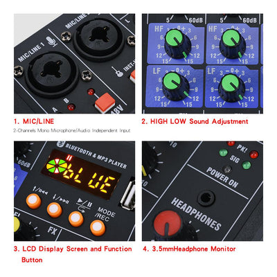 Hridz Karaoke Machine – 4-Channel Audio Mixer with 2 Wireless Mics, Bluetooth & Echo Effects