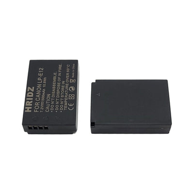 Hridz LP-E12 2*Battery 1*Dual Charger Pack for Canon EOS M M2 M10 M50 M100 M200 SL1 SX70 HS