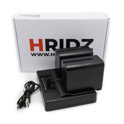Hridz NP-F970 6600mAh Battery & Dual Charger Kit (2 Batteries) – for Sony NP-F Series Camcorders, Monitors & Video Lights