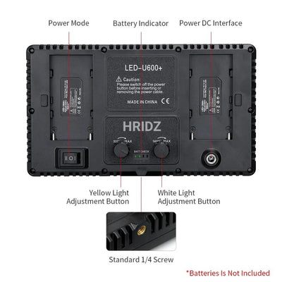 Hridz RGB LED Video Light – Dimmable Bi-Color, Adjustable RGB, Remote-Controlled Studio Light (U600+ / U800+)