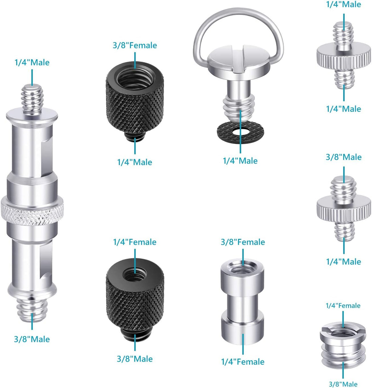 Hridz Tripod Screw Adapter – 1/4" to 3/8" Spigot Converter for Camera, Flash & Mic Rigs