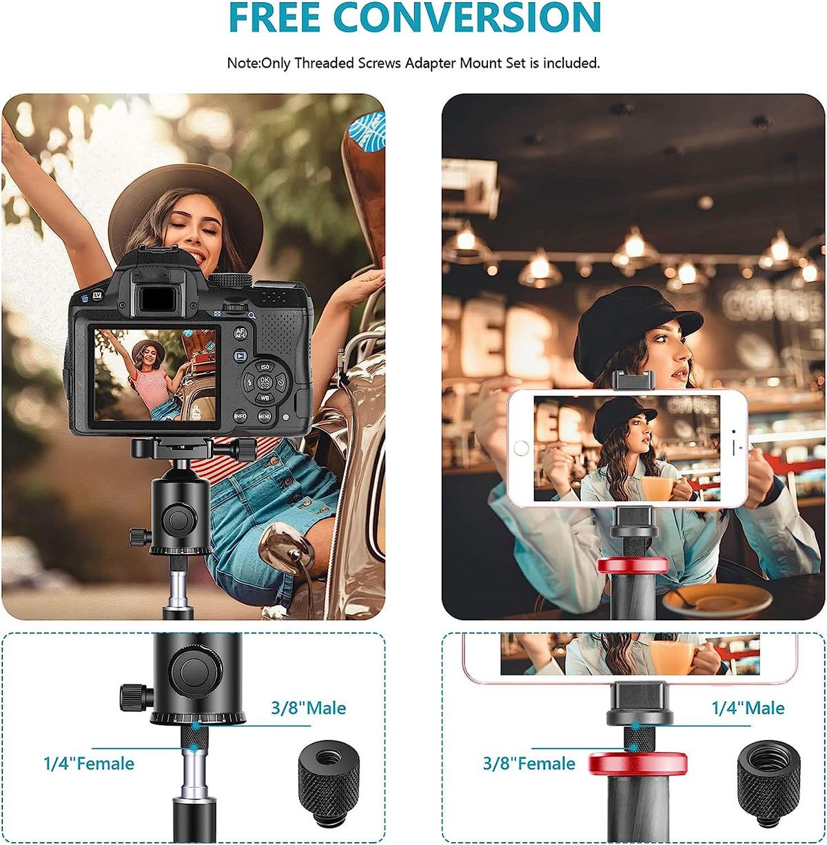 Hridz Tripod Screw Adapter – 1/4" to 3/8" Spigot Converter for Camera, Flash & Mic Rigs