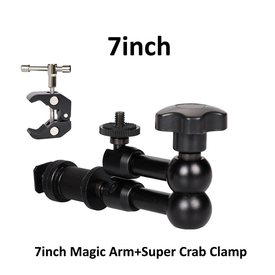 Hridz up to 11inch Metal Articulating Magic Arm with cold shoe Super Crab Clamp