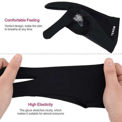 Terow 2-Finger Artist Glove for Drawing Tablets & iPad – Anti-Smudge, Fits Left or Right Hand